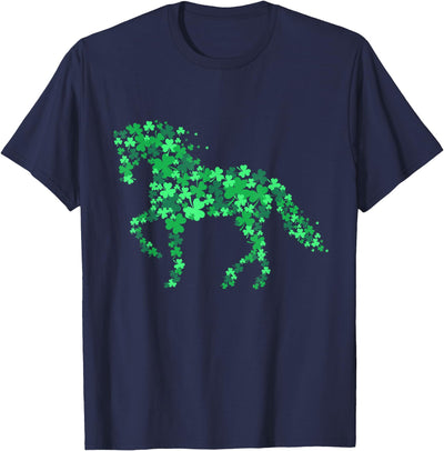 Horse Shamrock Shirts Horse Shamrock Horseback Riding Equestrian Shirt Patrick Day T-Shirt