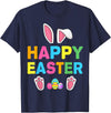 Happy Easter Bunny Rabbit Face Funny Easter Day Women Girls T-Shirt in Navy Blue