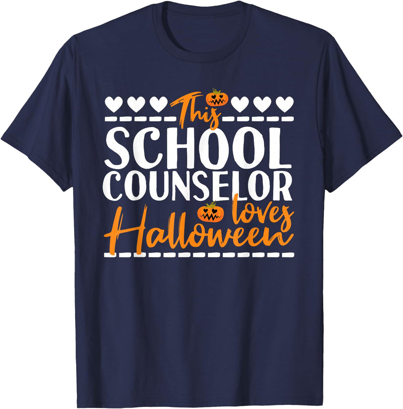 Halloween School Counselor Costume This School Counselor Loves Halloween T-Shirt - Navy Blue