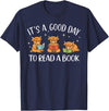 Cute Highland Cow Reading Book Lover It's A Good Day to Read A Book Highland Cow Bookworm T-Shirt - Navy Blue