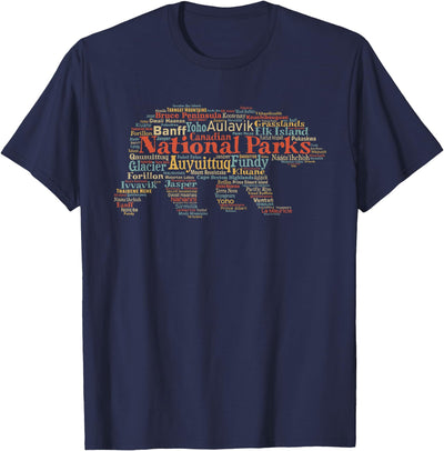 Canadian National Parks List Word Cloud Bear Souvenir T-Shirt