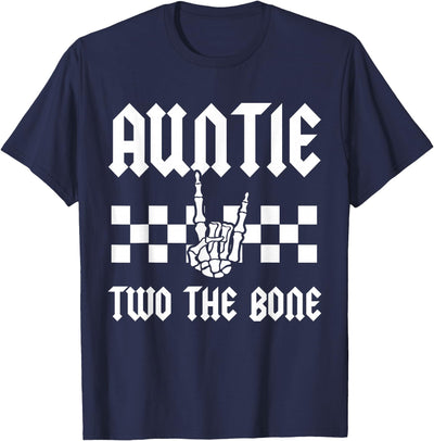 Halloween 2 Years Old Bday Rock Family Matching Auntie Two The Bone Skeleton Hand 2nd Birthday Boy Girl T-Shirt