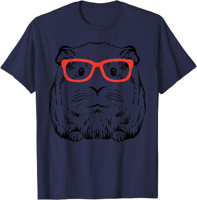 Guinea Pig Glasses Cute Hispter Cavy Nerd Pet Women Men Kids T-Shirt
