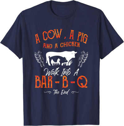 A Cow, a Pig and a Chicken Barbecue BBQ Master Griller Chef T-Shirt