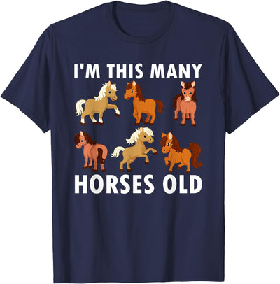 6 Years Old Girl Horses Old 6th Birthday Kids T-Shirt