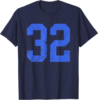 Royal Blue Number 32 Jersey Player Fan Gifts Distressed Royal Blue Number 32 Jersey Player Uniform #32 T-Shirt