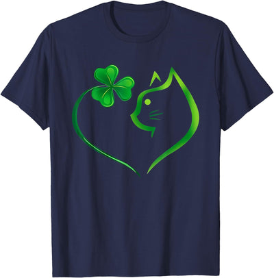 Shamrock Cat Heart St Patricks Day Kid Apparel Co. Shamrock Cat Heart St Patricks Day Cat Lovers Cat Mom Women T-Shirt