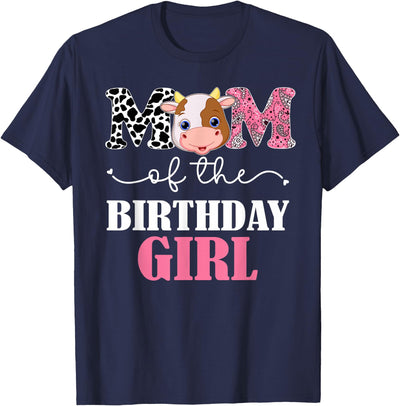 Mom of the Birthday for Girl Farm Cow Mommy Mama 1st T-Shirt
