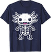 Magical and Funny Halloween Gifts Axolotl Skeleton Halloween T-Shirt - Navy Blue