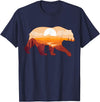 Protect Bear Tees BY SL Bear Double Exposure Preserve Surreal Wildlife Animal Themed T-Shirt - Navy Blue