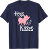Hogs and Kisses Everyone loves Pigs Design Hogs and Kisses Cute Pig T-Shirt - Navy Blue