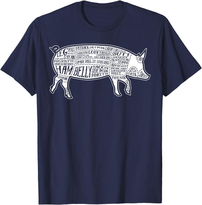 Lard Cuts Image Pig Parts Diagram Illustration Butcher Print T-Shirt