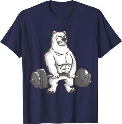 I Love Polar Bears And Fitness Polar Bear Powerlifting Weightlifting Gym And Animal Lovers T-Shirt
