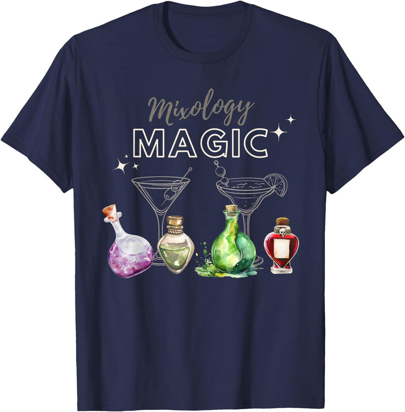 Halloween Potions and Drinks: Mixology Magic T-Shirt - Navy Blue