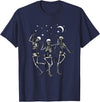 Skeleton Dancing Under The Moon Funny Happy Halloween T-Shirt - Navy Blue