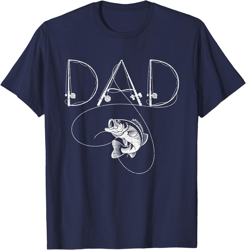 Fishing shirts for Men Women Kids Fishing Dad Rod Fisherman Fish Lover Daddy Father's Day Mens T-Shirt - Navy Blue