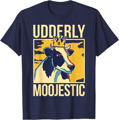 Cow Lover Cattle Farmer Udderly Moojestic Udder Cow T-Shirt