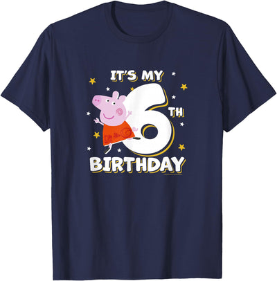 Peppa Pig It's My 6th Birthday Holiday Stars Celebration T-Shirt