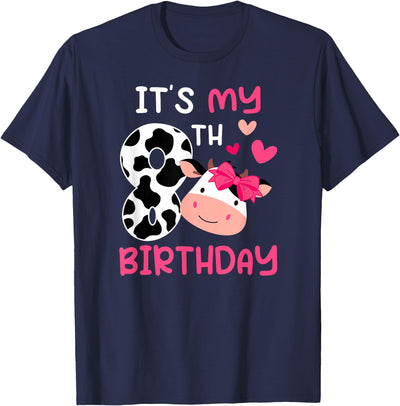 Eight Year Old Cow Eighth Birthday Cows 8th Cow Birthday T-Shirt