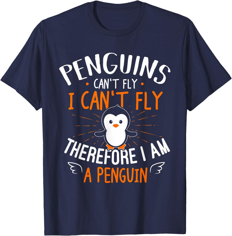 Penguins Can't Fly - Cute Penguin Lover Gift Rabbit T-Shirt in Navy Blue