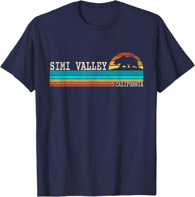 Simi Valley California State Bear Retro Sunset T-Shirt