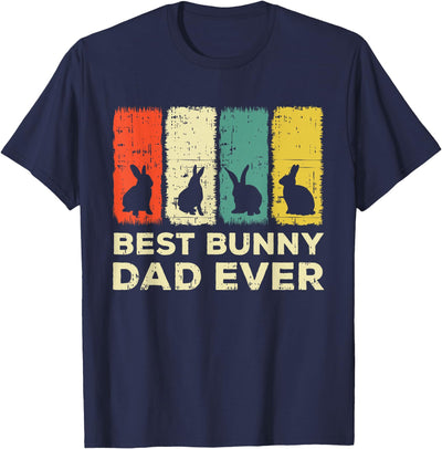 Vintage Stripe Bunny Silhouettes Best Dad T-Shirt