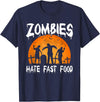 Halloween Runner Costume Gifts Zombies Hate Fast Food Party T-Shirt - Navy Blue