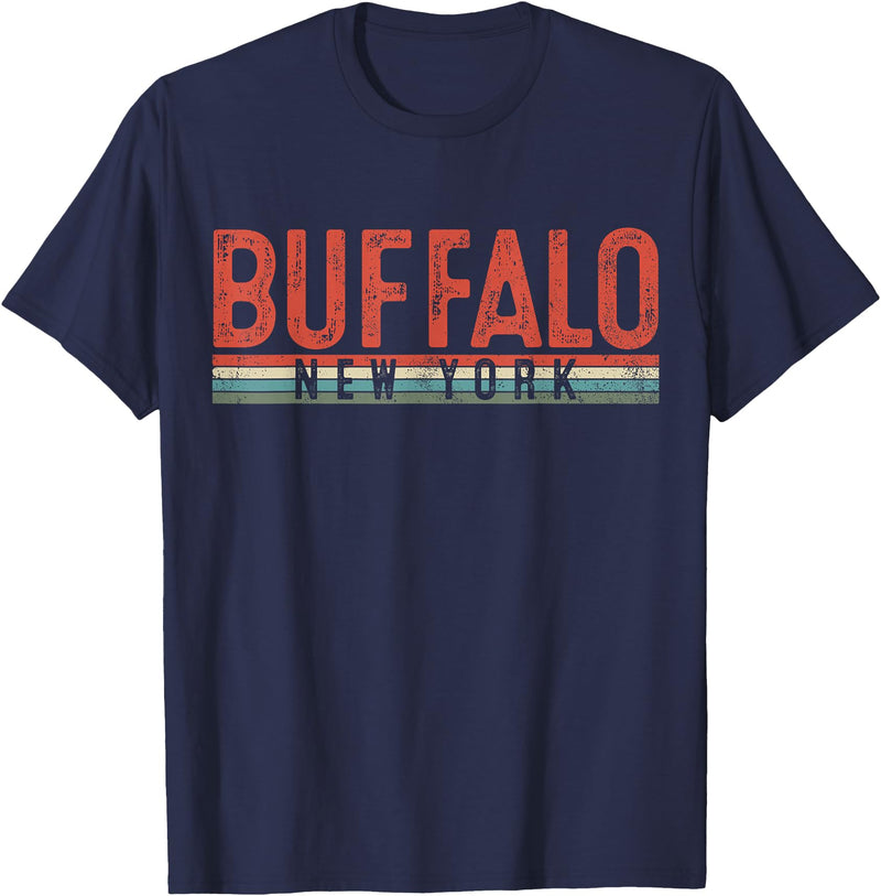 USAClassicTeez Buffalo New York Retro Vintage Gift T-Shirt - Navy Blue