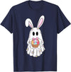 Cute Ghost Bunny Ghost Rabbit Easter Day Rabbit Lover T-Shirt in Navy Blue