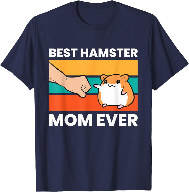 Hamster Owner Mama Best Hamster Dad Ever T-Shirt - Navy Blue