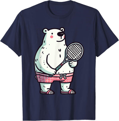 Polar Bear Racket Ball Animal Playing Tennis Polar Bear Tennis Club Animals Sport Tournament T-Shirt