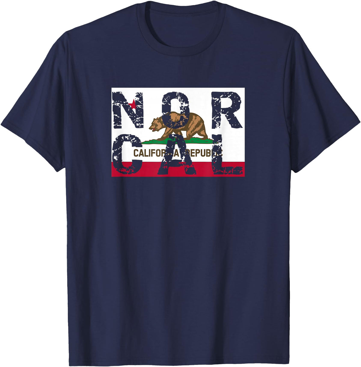 CA Shirt Co. California Republic T-Shirt | NOR CAL T-Shirt T-Shirt - Navy Blue