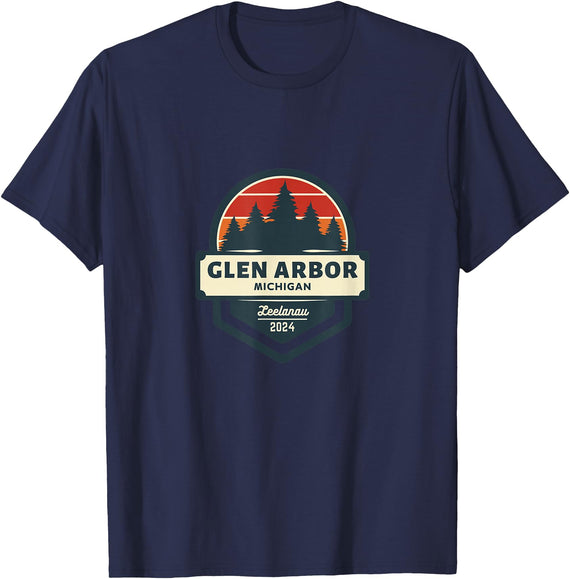 Glen Arbor, MI | Glen Lake Michigan | Sleeping Bear Dunes T-Shirt - Navy Blue