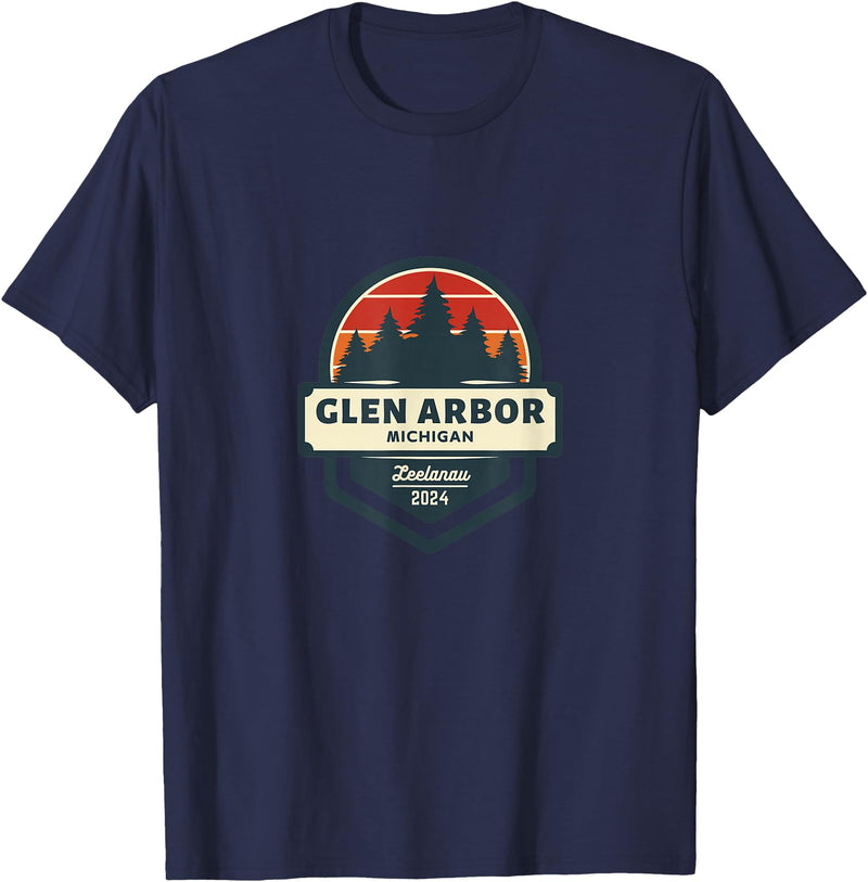 Glen Arbor, MI | Glen Lake Michigan | Sleeping Bear Dunes T-Shirt - Navy Blue