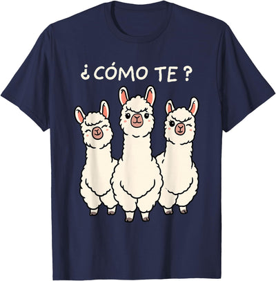 GoshWow Como Te Llamas Shirt Funny Llama Spanish Teacher Joke T-Shirt