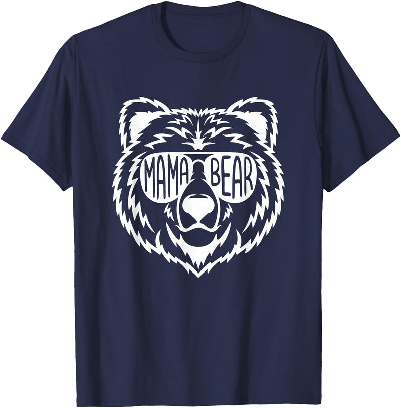 Funny Mothers Mama Bear Face Mama Bear Face Sunglasses Mother Mom Mommy T-Shirt - Navy Blue