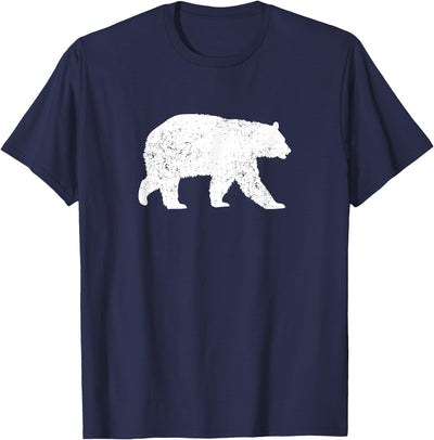 Distressed Black Bear Graphic Silhouette T-Shirt