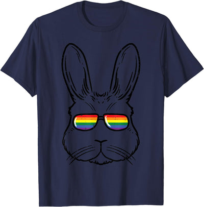 Rabbit Face with Rainbow Glasses Pride T-Shirt