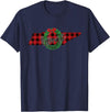 USA State Tennessee Christmas Buffalo Plaid Tennessee Buffalo Plaid Christmas Home Wreath Retro T-Shirt - Navy Blue