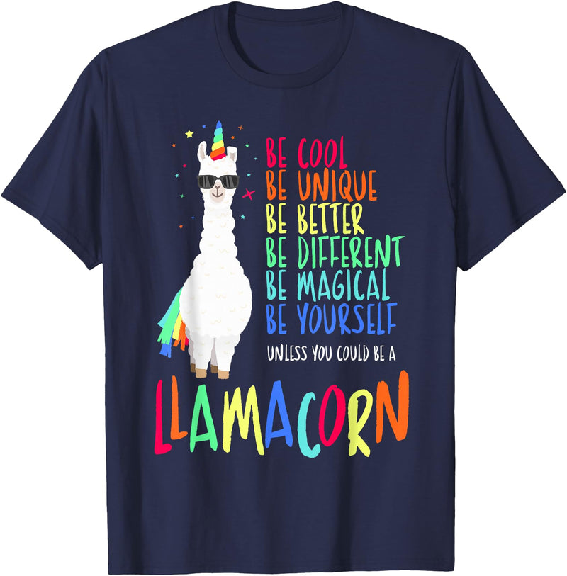 CuisineDuCool Funny Llamacorn - Funny Cute Llama Unicorn T-Shirt - Navy Blue