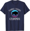 Fluffy Cows Tourist Tossing National Park Apparel Funny Bison Tourist Tossing Champion National Park T-Shirt - Navy Blue