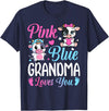 Cow Baby Shower Announcement Family Matching Tees Pink Or Blue Grandma Loves You Cow Gender Reveal Family T-Shirt - Navy Blue