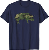 Pig Humor Co. Camo Pig Funny Camouflage Pattern Pig Army Military Colours T-Shirt - Navy Blue