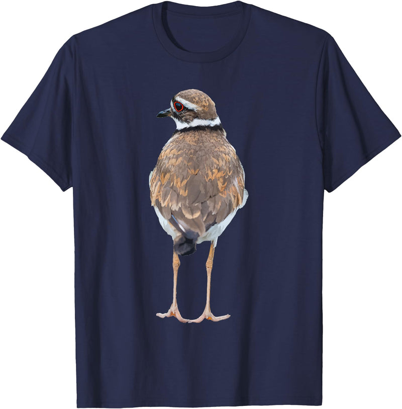 BJD Birds Killdeer Cute Graphic Print T-Shirt Bird Gift Bird Lover T-Shirt - Navy Blue