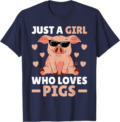 Just A Girl Who Loves Pigs Women Pig Lovers Pig Stuff Farmer T-Shirt
