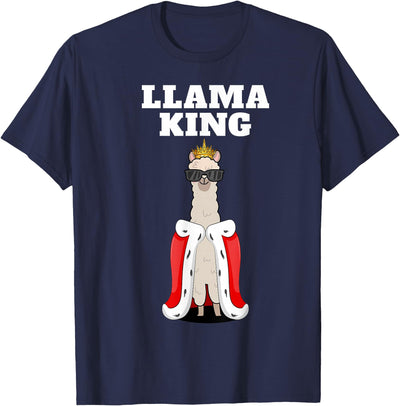 Mens Llama Shirts for Boys Llama King | Boys Llama Tshirt | Mens Llama T-Shirt, Black