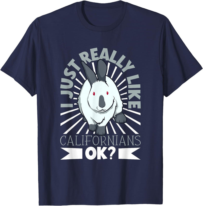Rabbit Motif - California Rabbit T-Shirt in Navy Blue