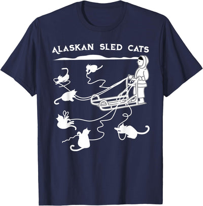 Sledding Gifts by LAD Graphics Sledding Gift Cute Alaskan Sled Cats for Cat-Loving Alaskans T-Shirt