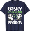 Panda Lover Shirts Easily Distracted By Pandas - Cute Kawaii Panda Bear T-Shirt - Navy Blue