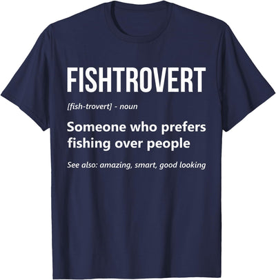 Fisherman Angler Fishtrovert Definition Funny Fishing Lover T-Shirt